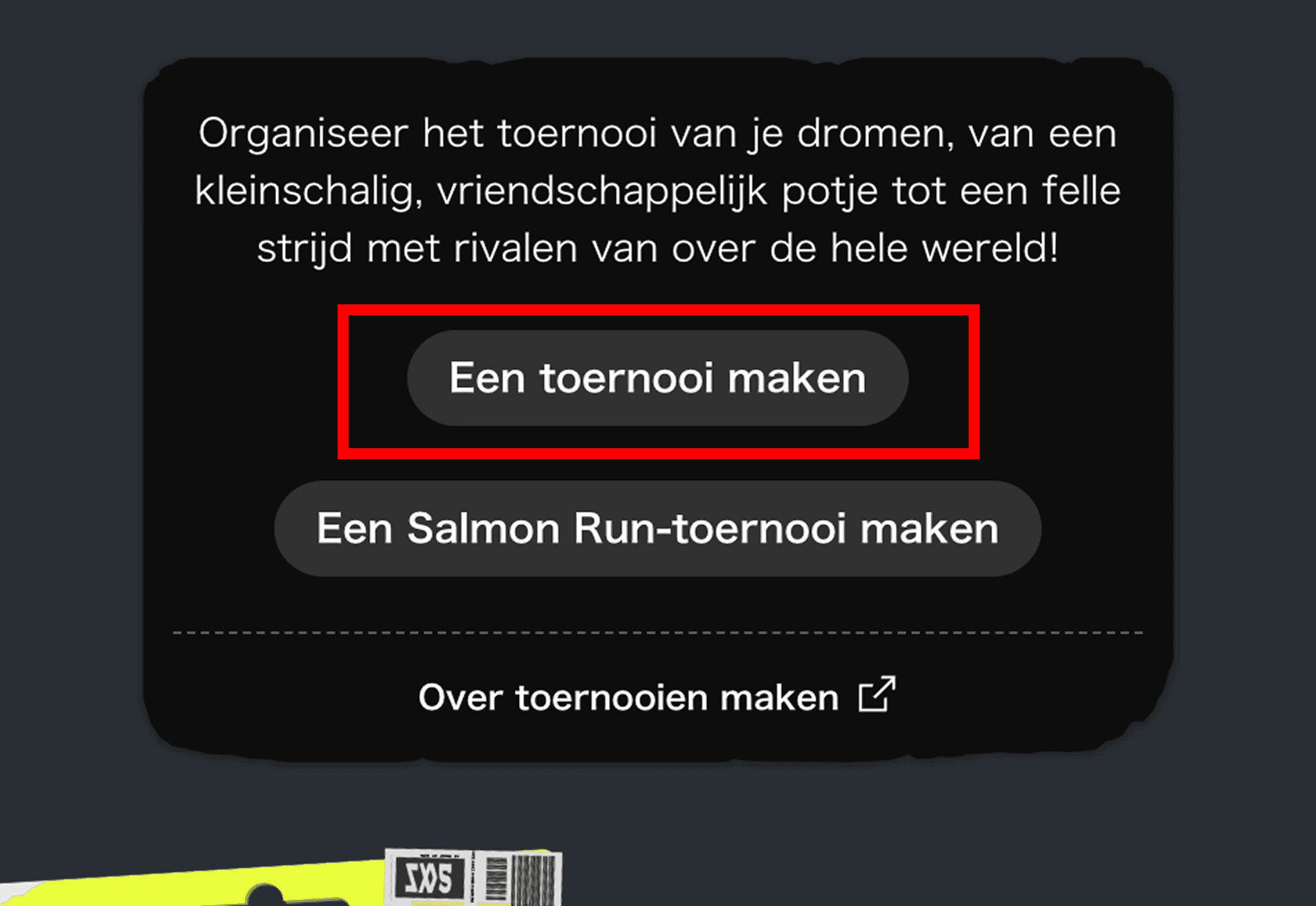 Afbeelding van de knop TOERNOOI MAKEN.