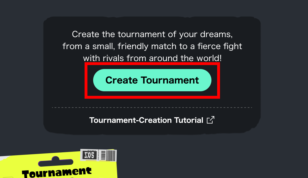 Screenshot of Create a Tournament button.