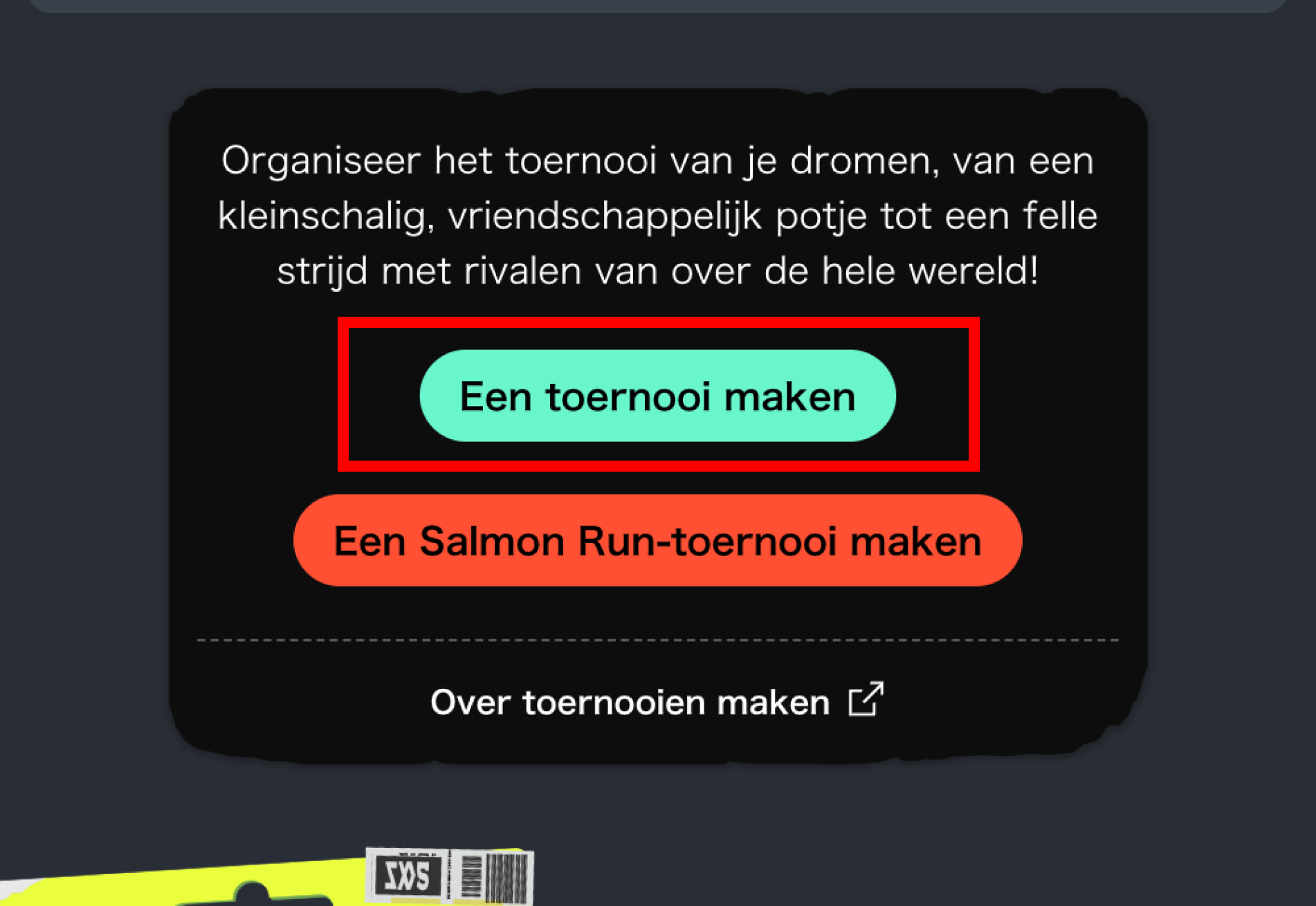 Afbeelding van de knop TOERNOOI MAKEN.