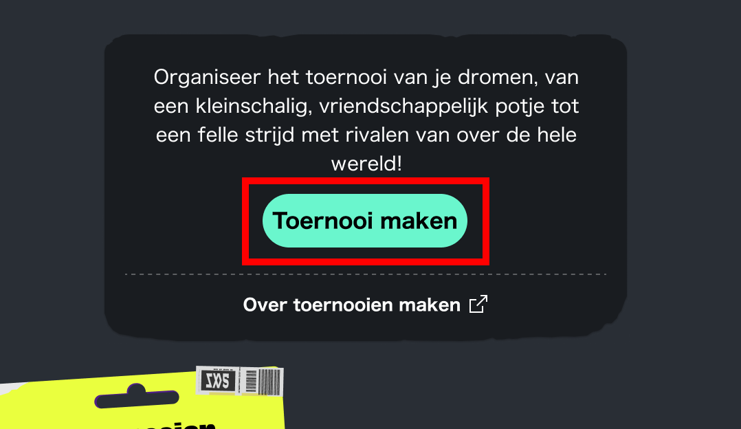Afbeelding van de knop TOERNOOI MAKEN.