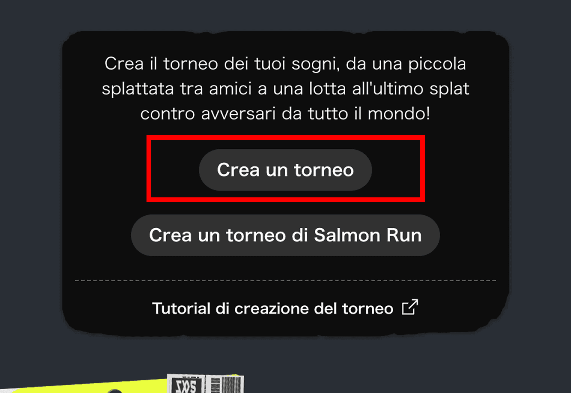 Immagine dell'opzione Crea un torneo