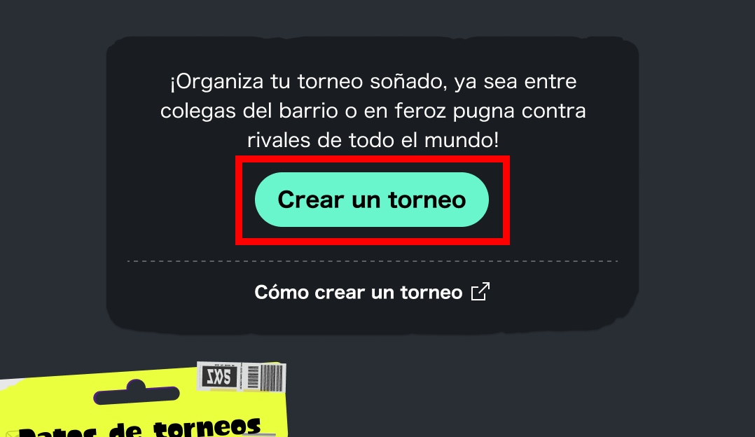 Pantalla del botón de crear un torneo