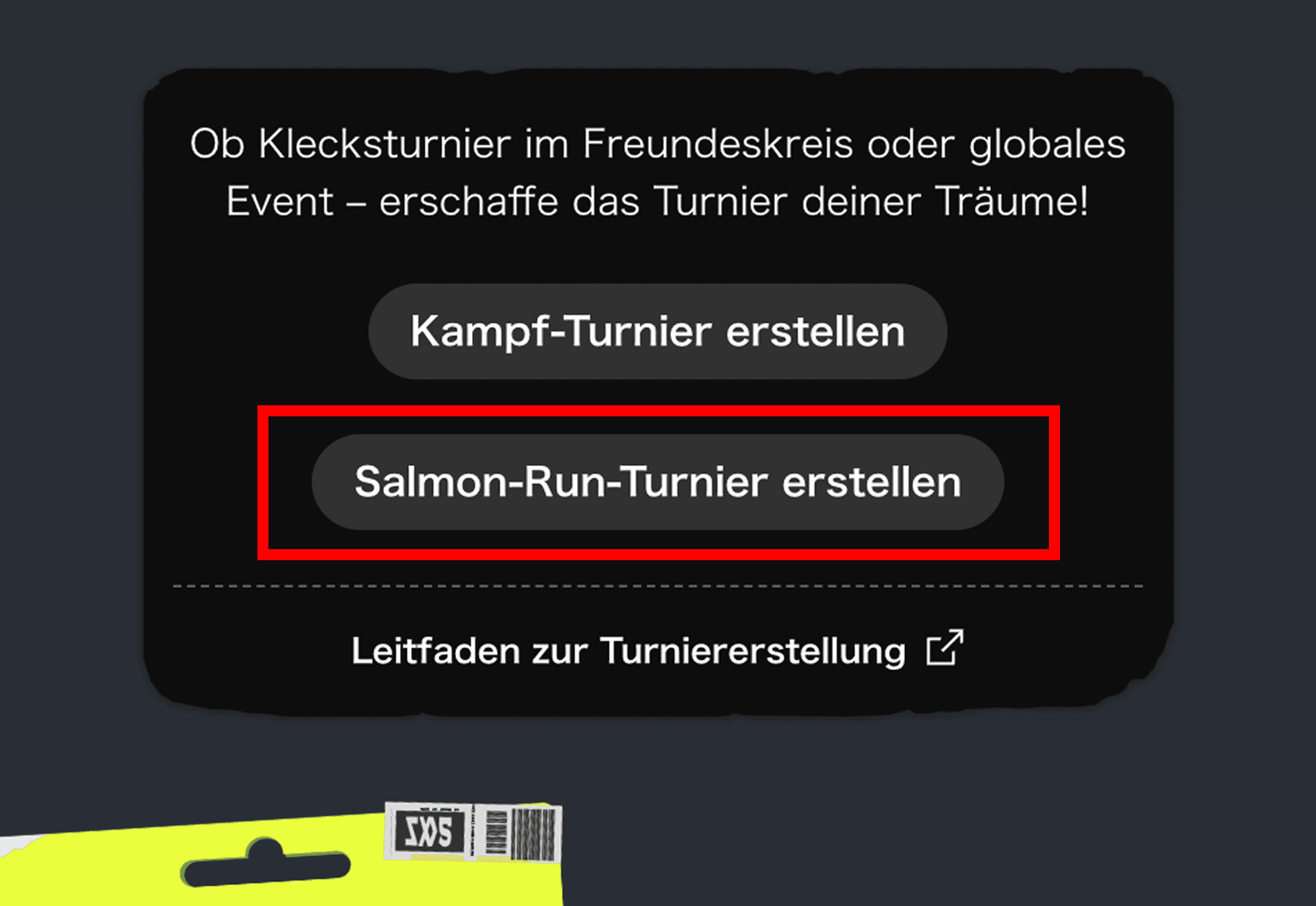 Abbildung: „Turnier erstellen“-Schaltfläche