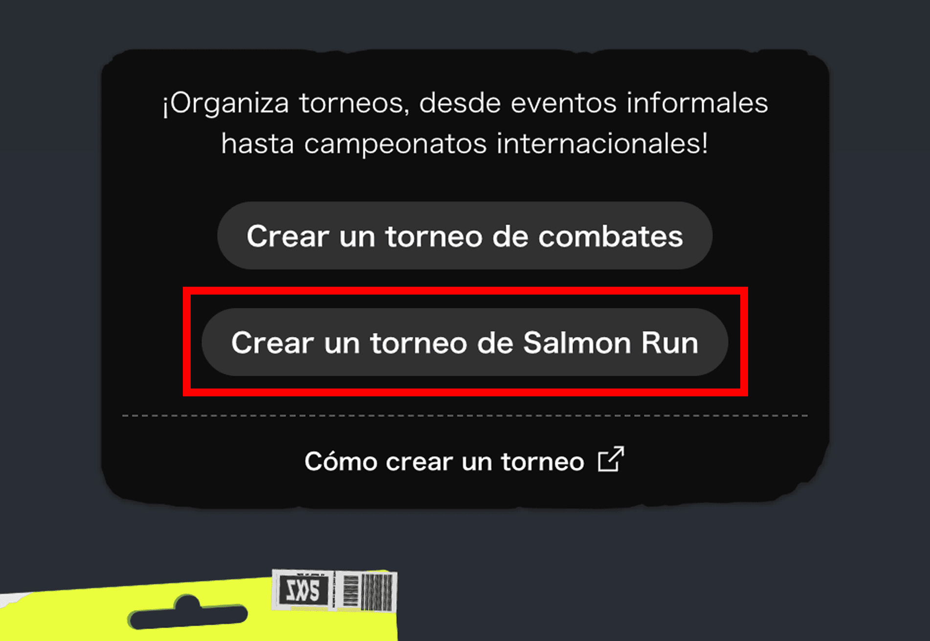Imagen del botón de crear un torneo