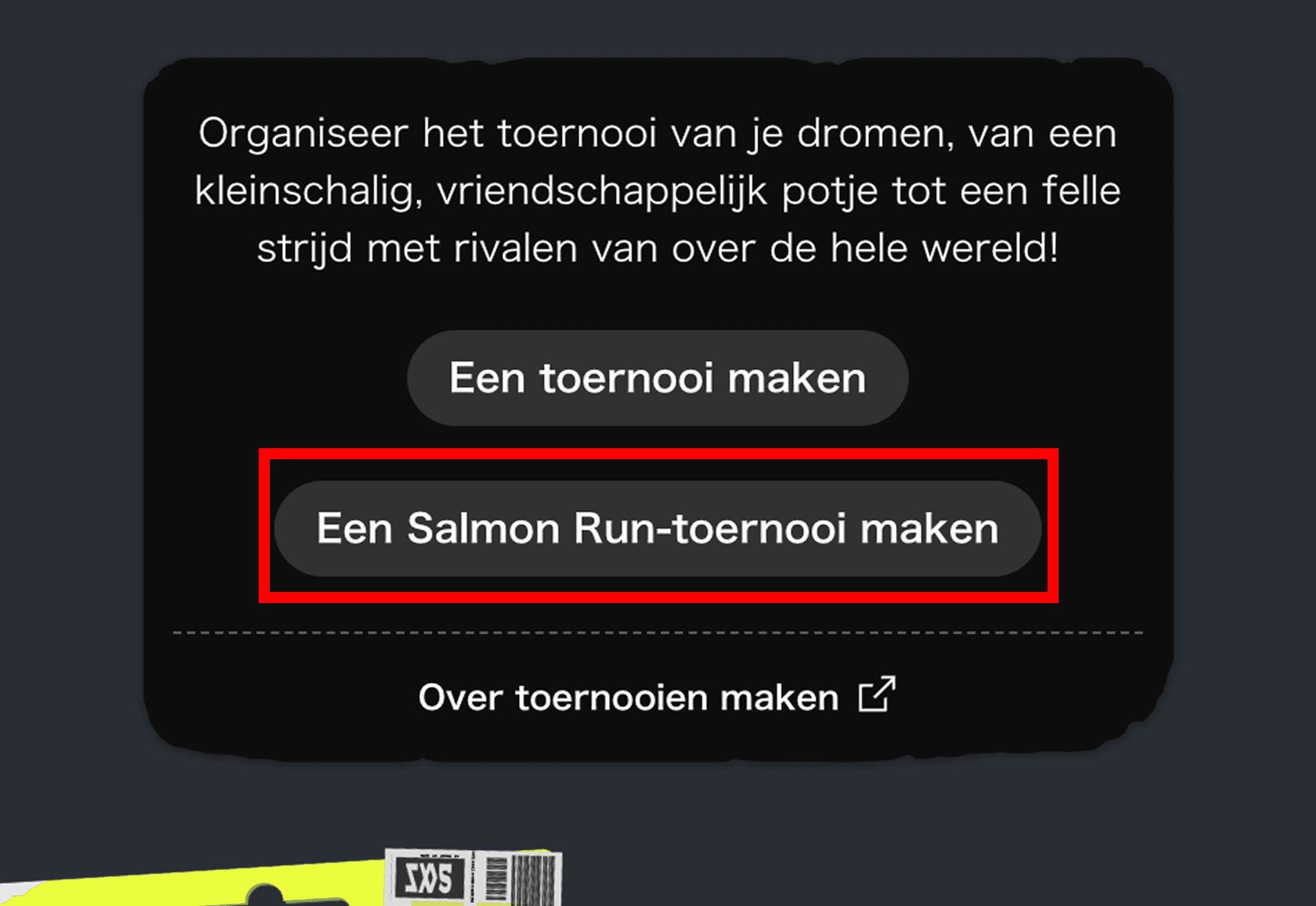 Afbeelding van de knop TOERNOOI MAKEN.