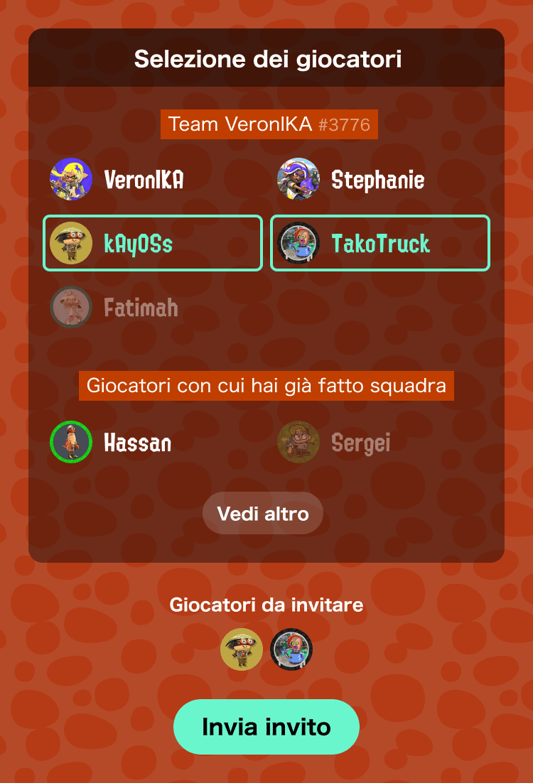Immagine di selezione dei membri e dell'opzione per inviare l'invito