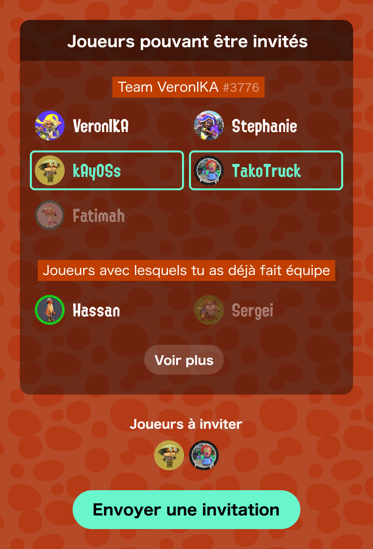 (Écran de choix et d'invitation des joueurs)