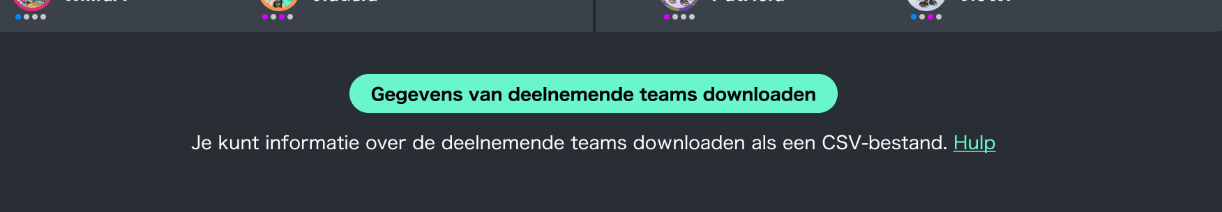 Afbeelding van de knop voor het downloaden van teaminformatie.