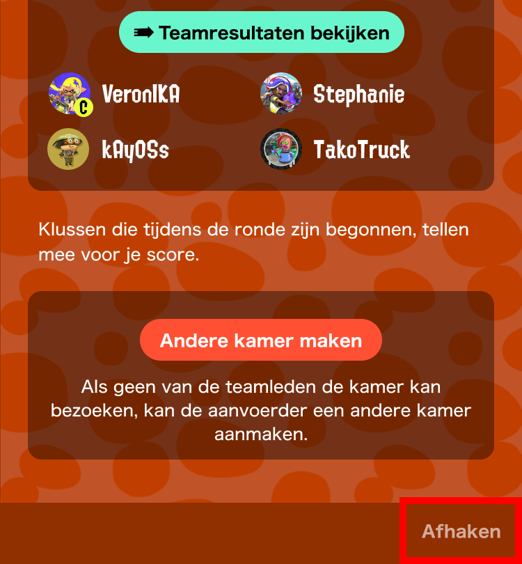 Afbeelding van de knop AFHAKEN.