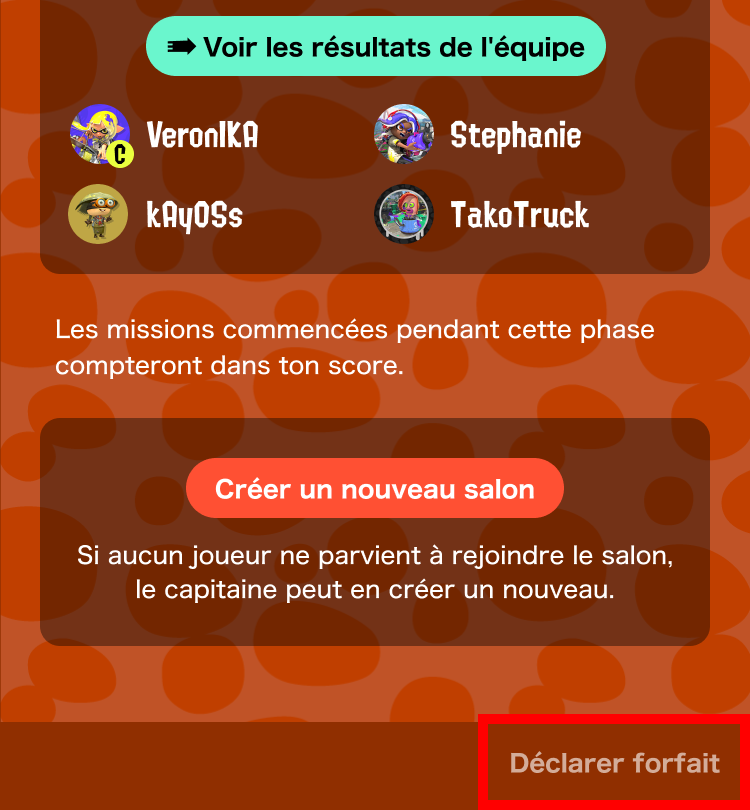 (Fonction « Déclarer forfait »)