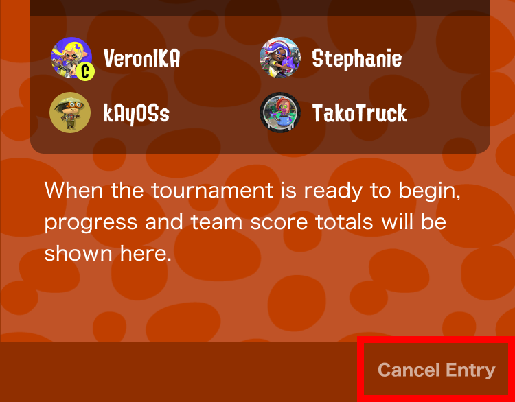 Screenshot of Cancel Entry.
