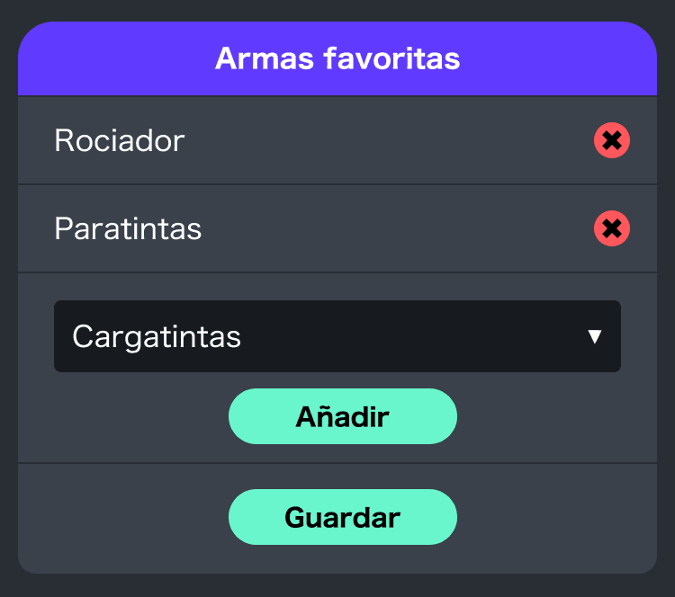 Imagen de las armas favoritas