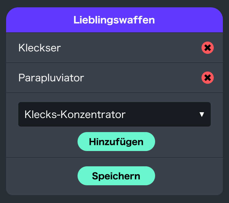 Abbildung: Lieblingswaffenwahl