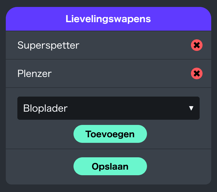 Afbeelding van het kiezen van je lievelingswapens.