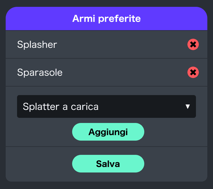 Immagine che illustra come scegliere le armi preferite