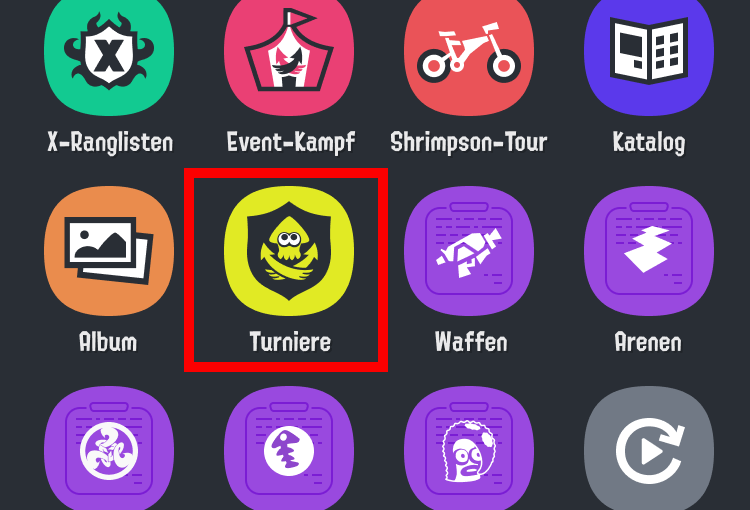 Abbildung: Turnier-Manager-Schaltfläche des Hauptbildschirms von SplatNet 3