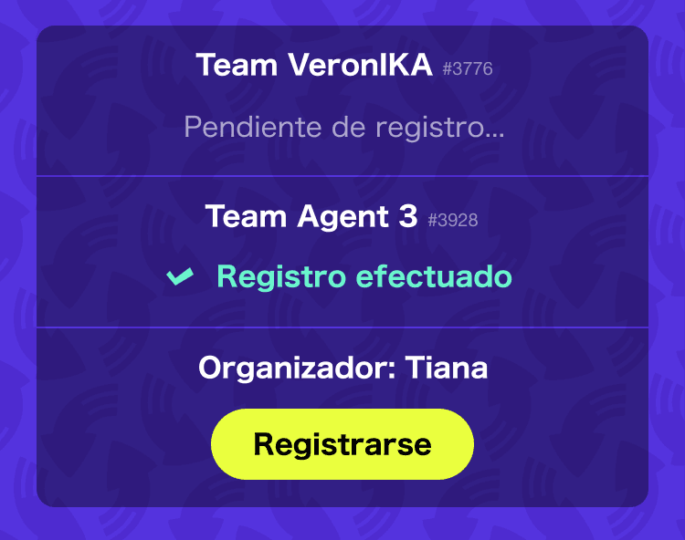 Imagen del registro como anfitrión del grupo del torneo