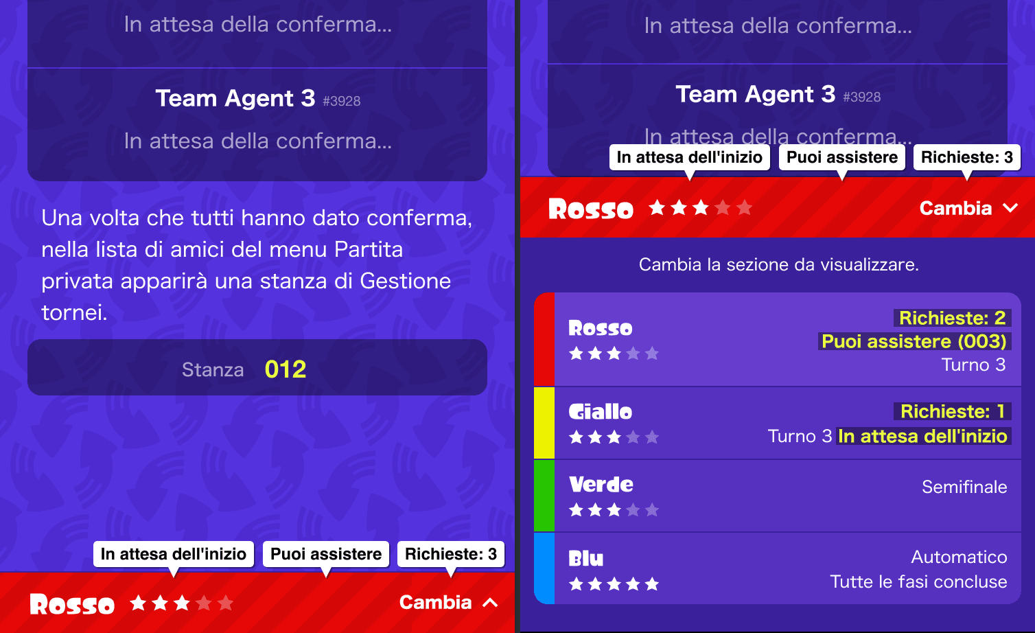 Immagine di un torneo con sezioni