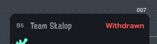 Screenshot of "Team has withdrawn" status display in tournament bracket.