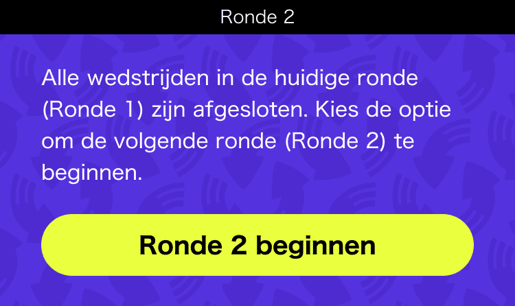 Afbeelding van het beheergedeelte met de knop voor de volgende ronde.