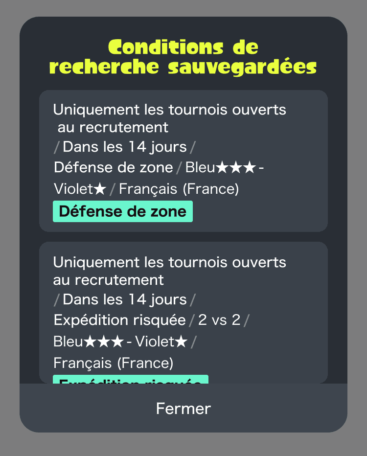 (Écran du bouton de téléchargement des infos sur les équipes)