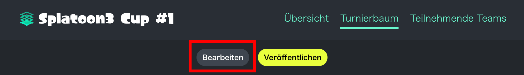 Abbildung: Turnierbaum-Hauptbildschirm mit „Turnierbaum bearbeiten“-Link