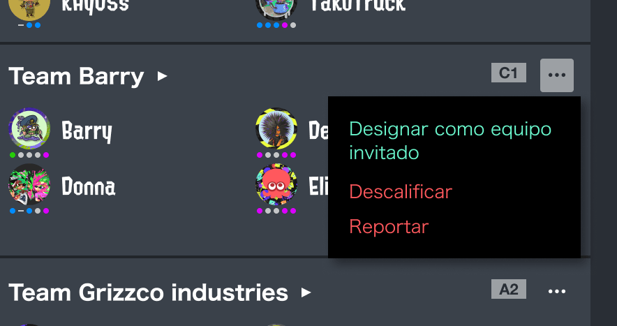 Imagen de la función de designar equipos invitados