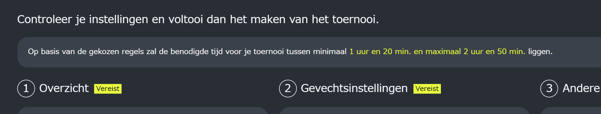 Afbeelding van de geschatte toernooitijd