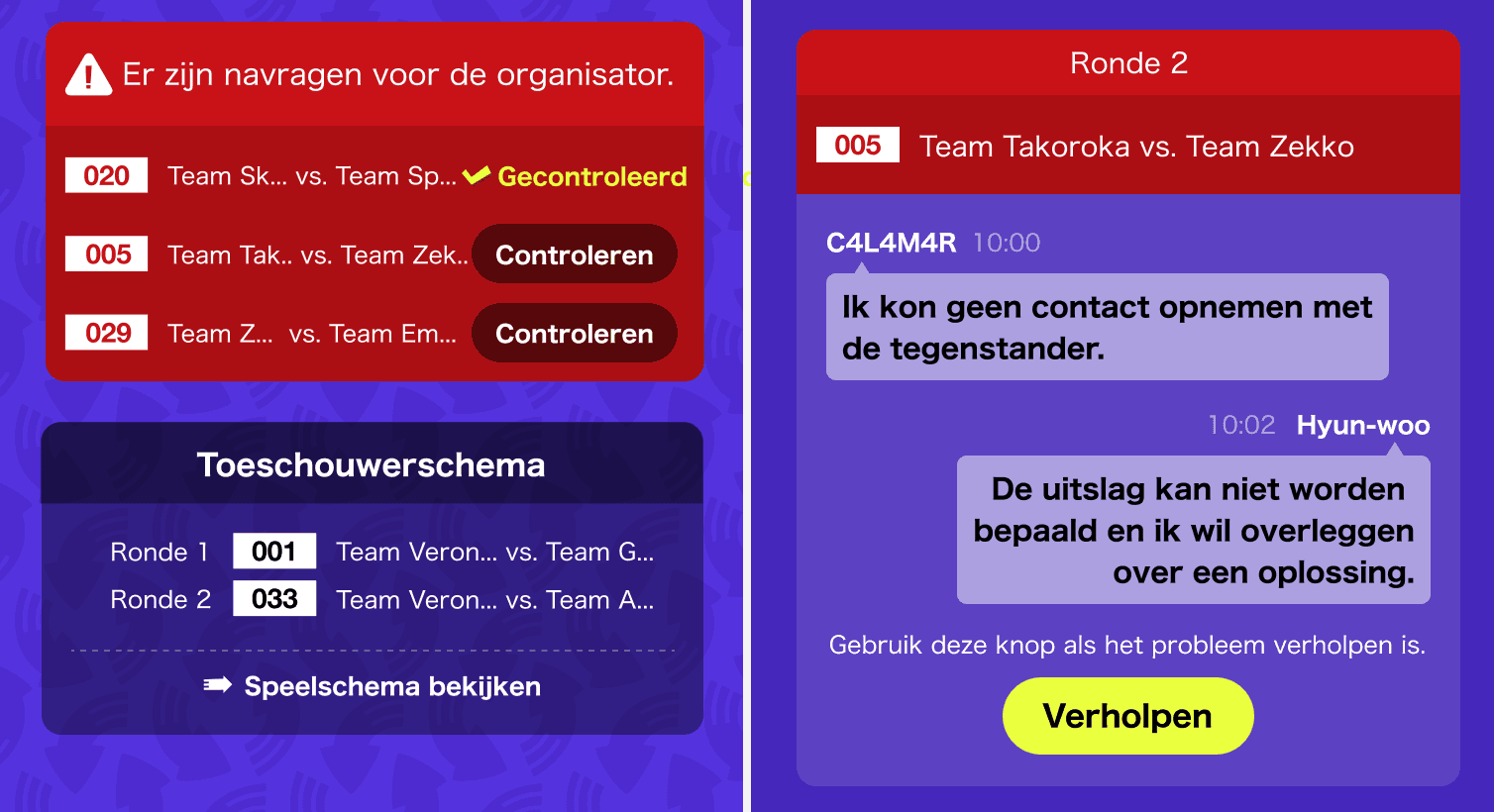 Afbeelding van het problemenoverzicht in het beheergedeelte.