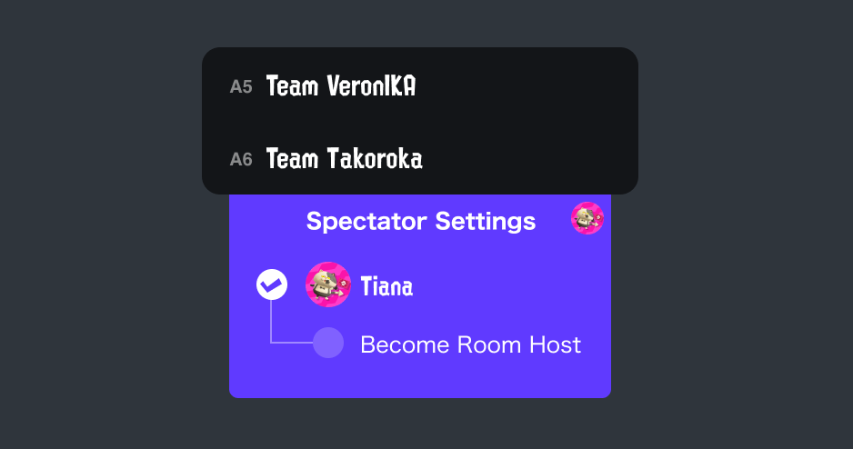 Screenshot of spectator-settings screen.